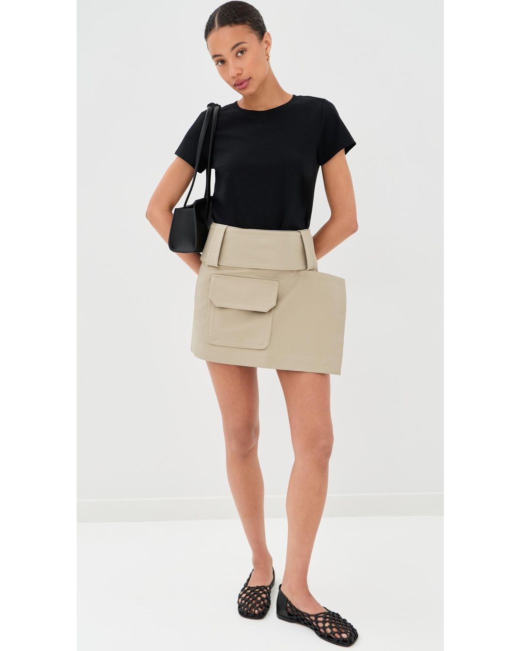 AMI Natural Wrap Mini Skirt