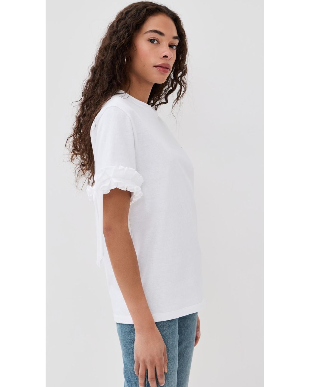 Coperni Ruffle Logo Boxy T-Shirt in White | Lyst