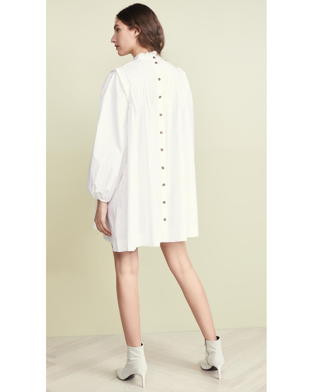 Ganni Cotton Poplin Dress in White | Lyst