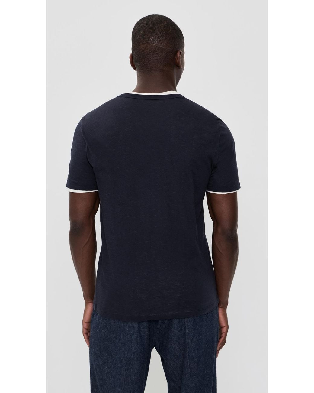 Vince Blue Fine Slub Double Layer Tee for men