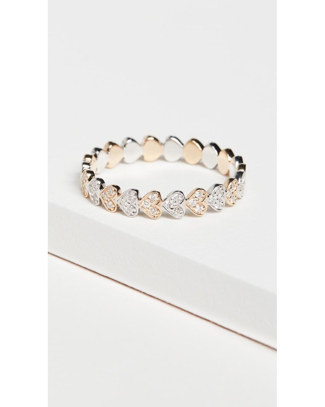 Sydney Evan White 14K Tiny Heart Eternity Diamond Ring