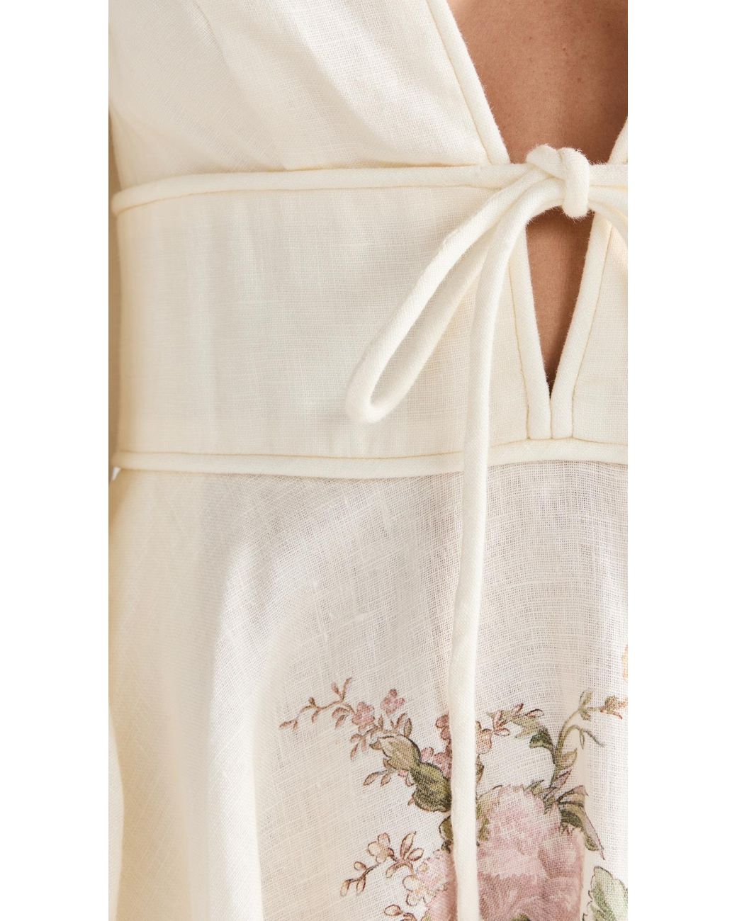 Zimmermann Waverly Plunge Mini Dress in Natural | Lyst