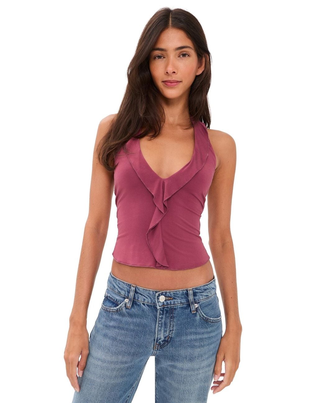 With Jean Red Ruby Top