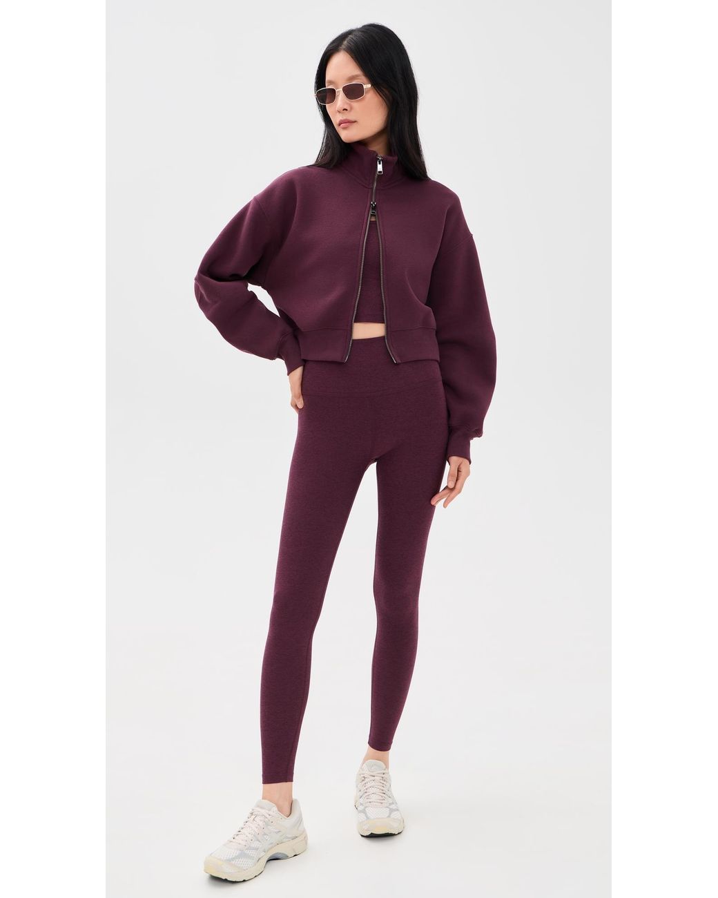 Beyond Yoga Purple Double Zip Cropped Jacket