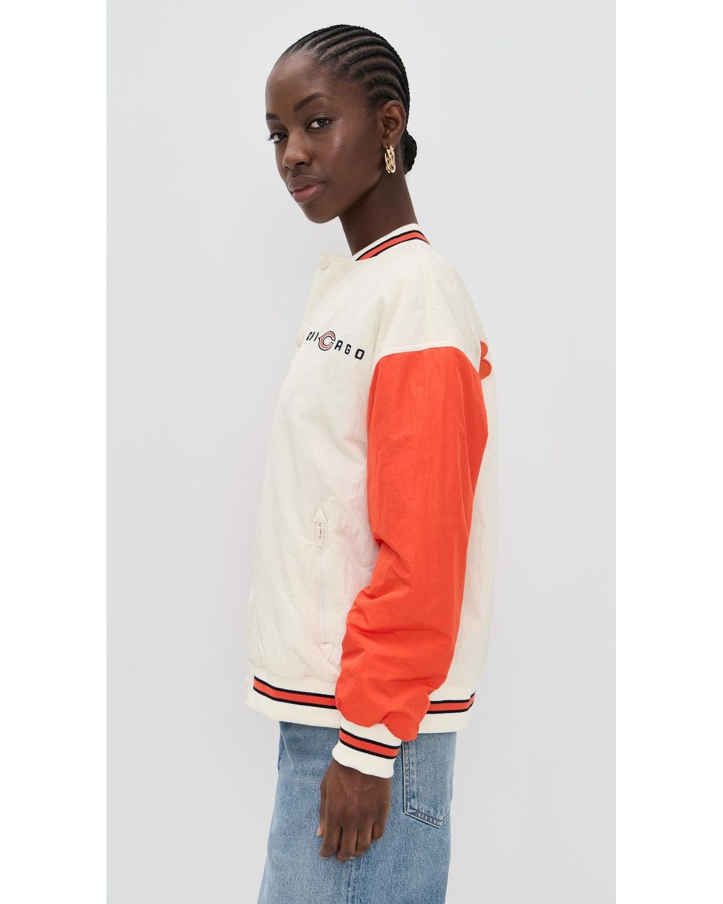Terez Red Bears Colorblock Bomber Jacket