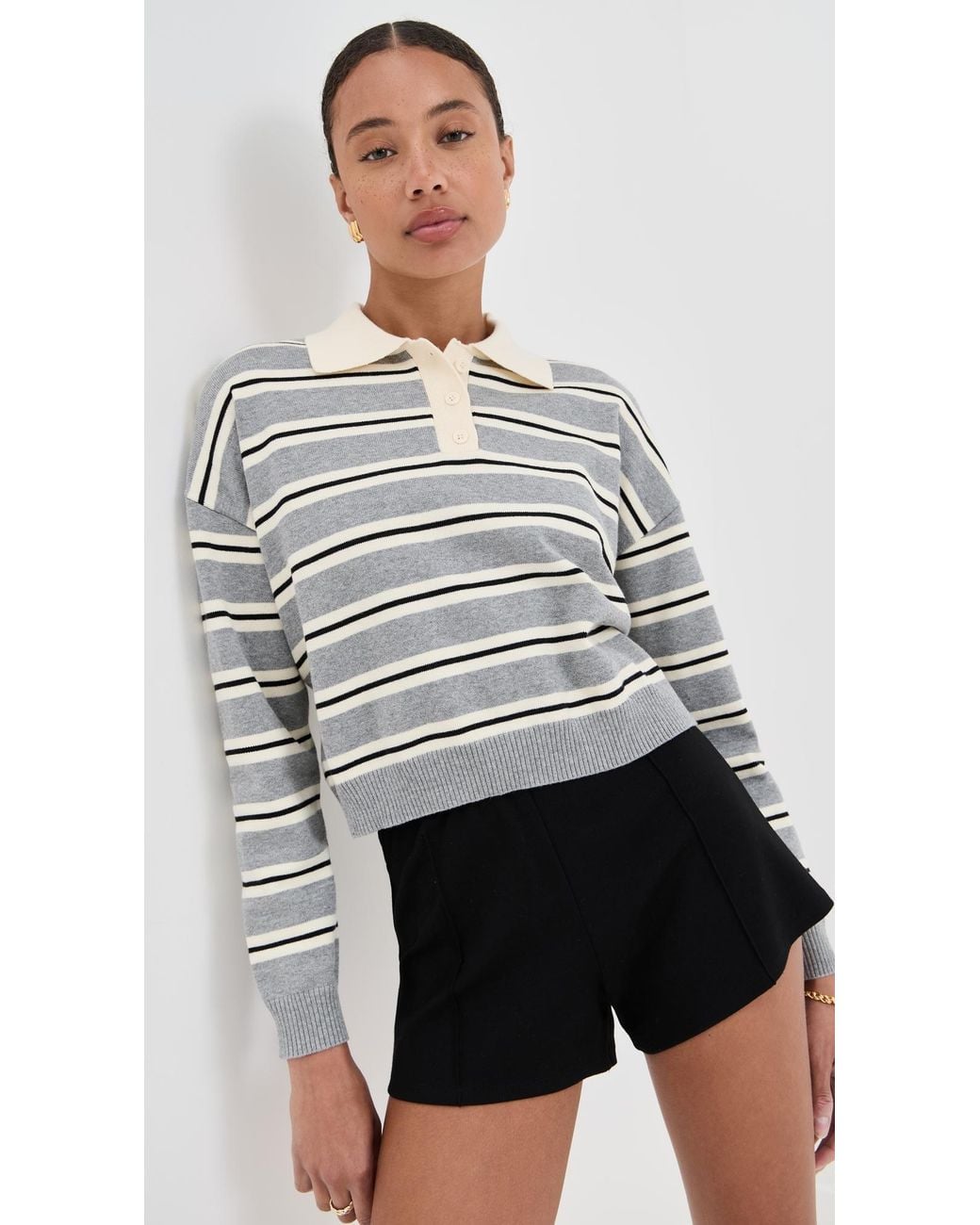 Le Bos Black Zadie Cropped Polo