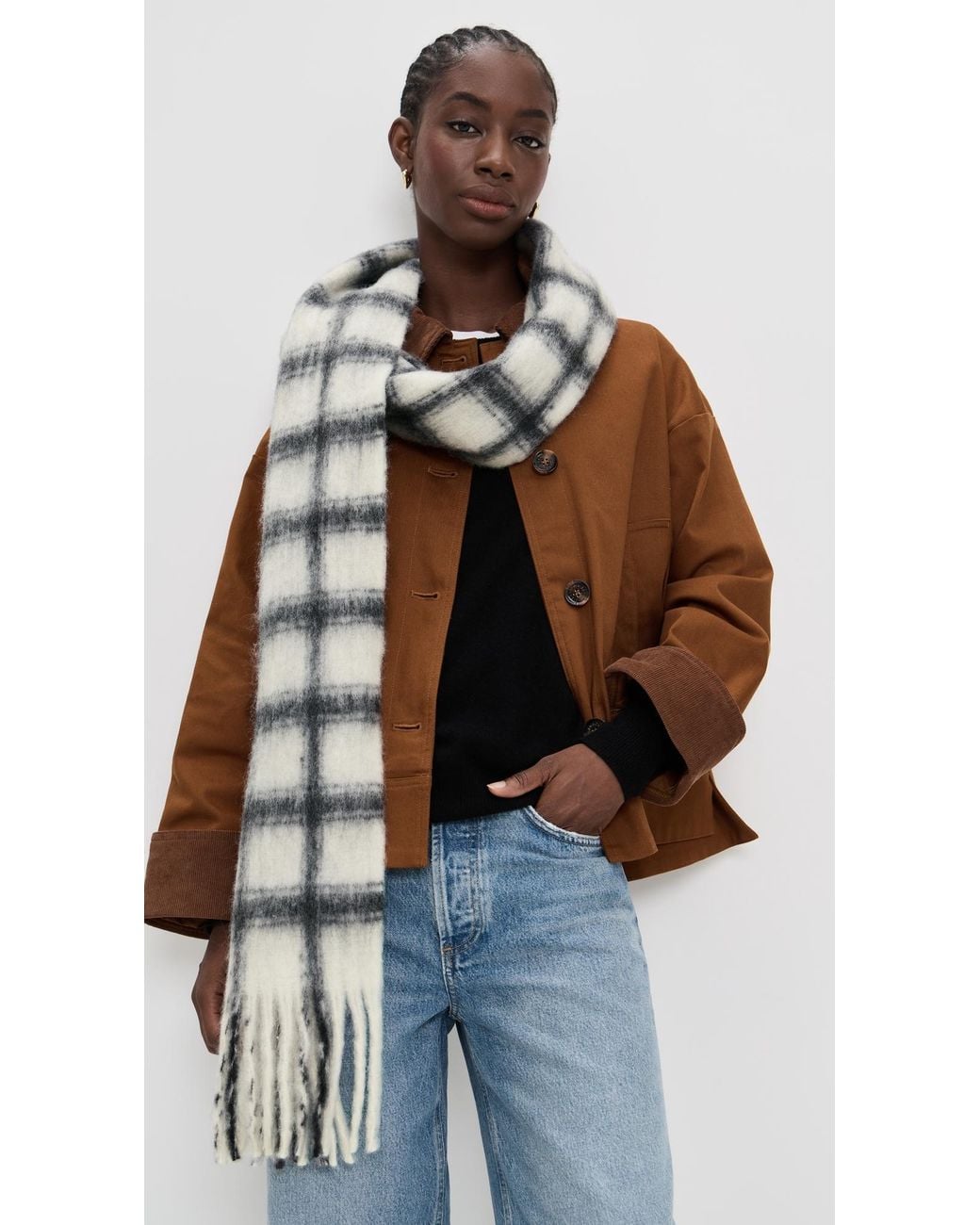 Hat Attack Black Warm Window Plaid Scarf