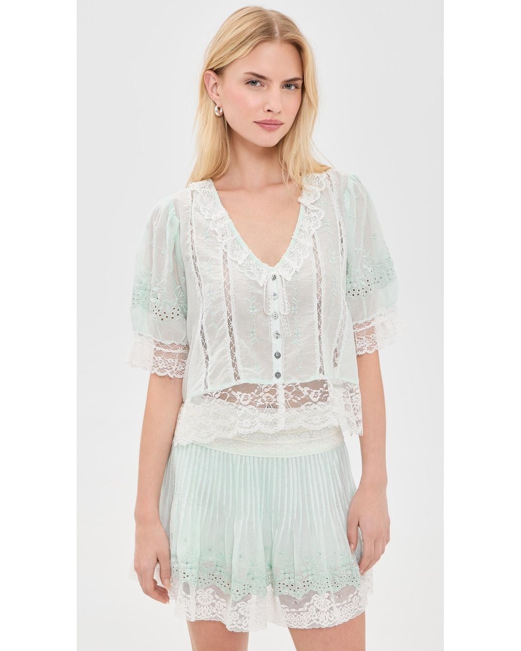 LoveShackFancy White Maurelle Top