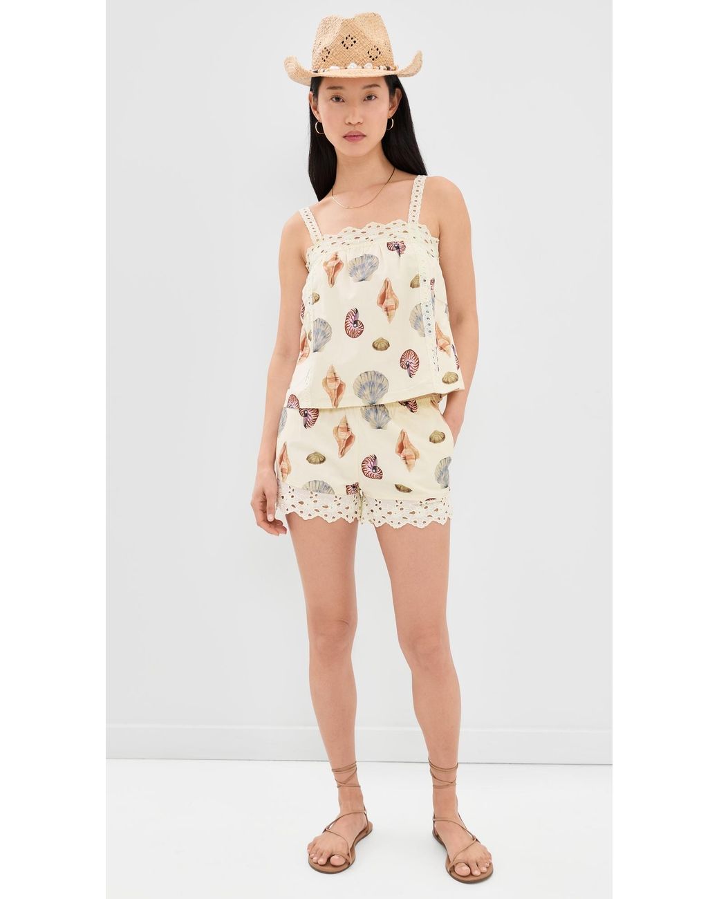 Bailey Rose Natural Shell Mini Shorts