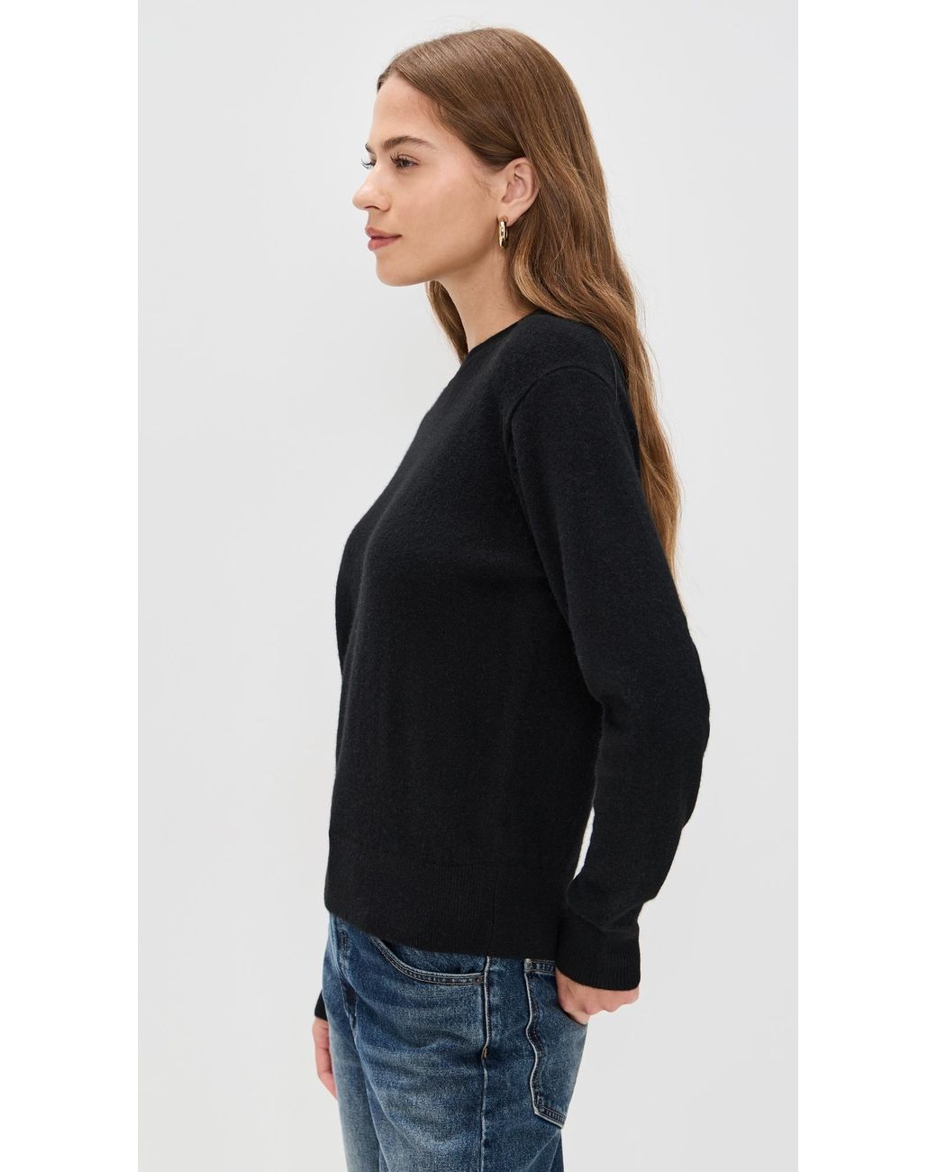 White + Warren Black Cashmere Crew