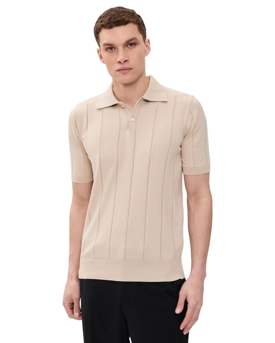 Far Afield Natural Jacobs Knitted Polo for men