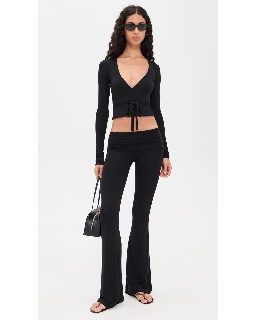 ÉTERNE Black Fold Over Flare Pants