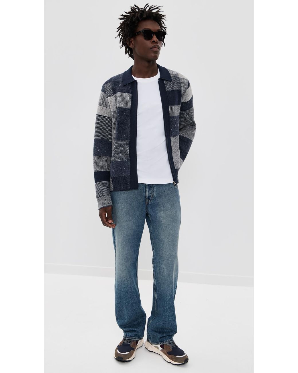 Paul Smith Blue Zip Patchwork Cardigan for men