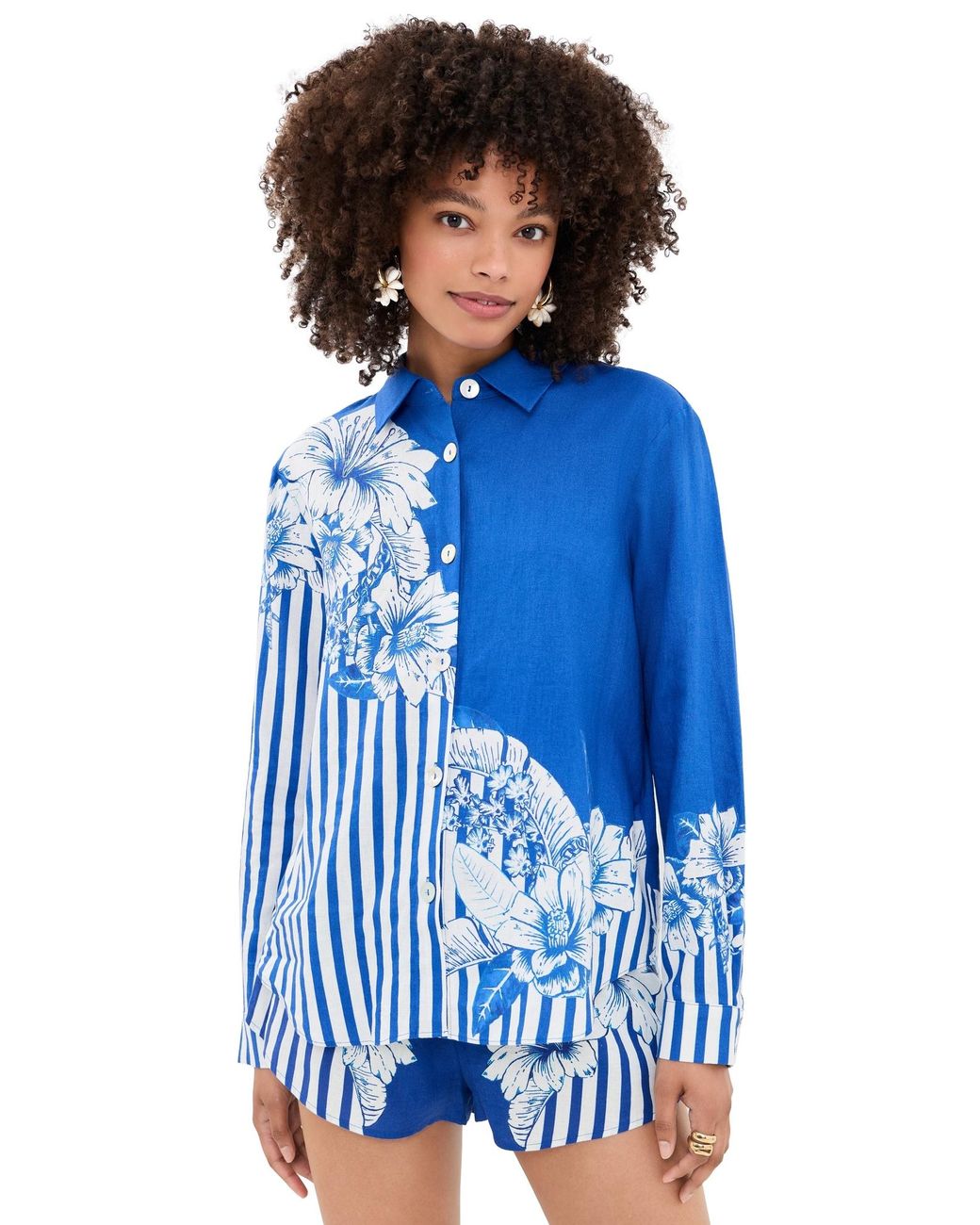 Farm Rio Blue Stripe Button Down