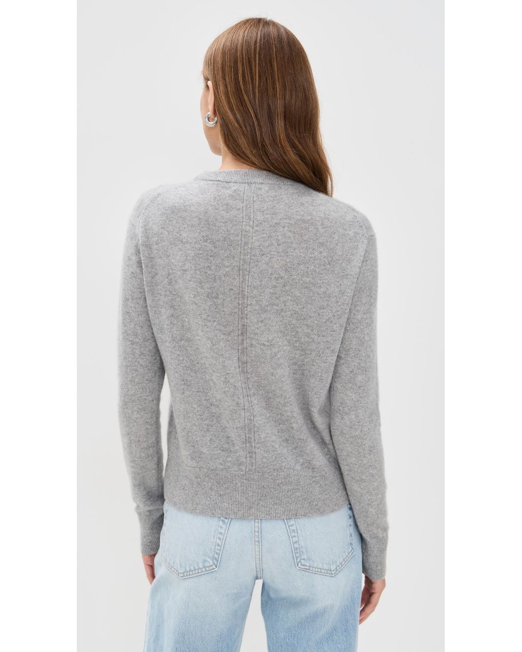 White + Warren Gray Cashmere Crew Pullover