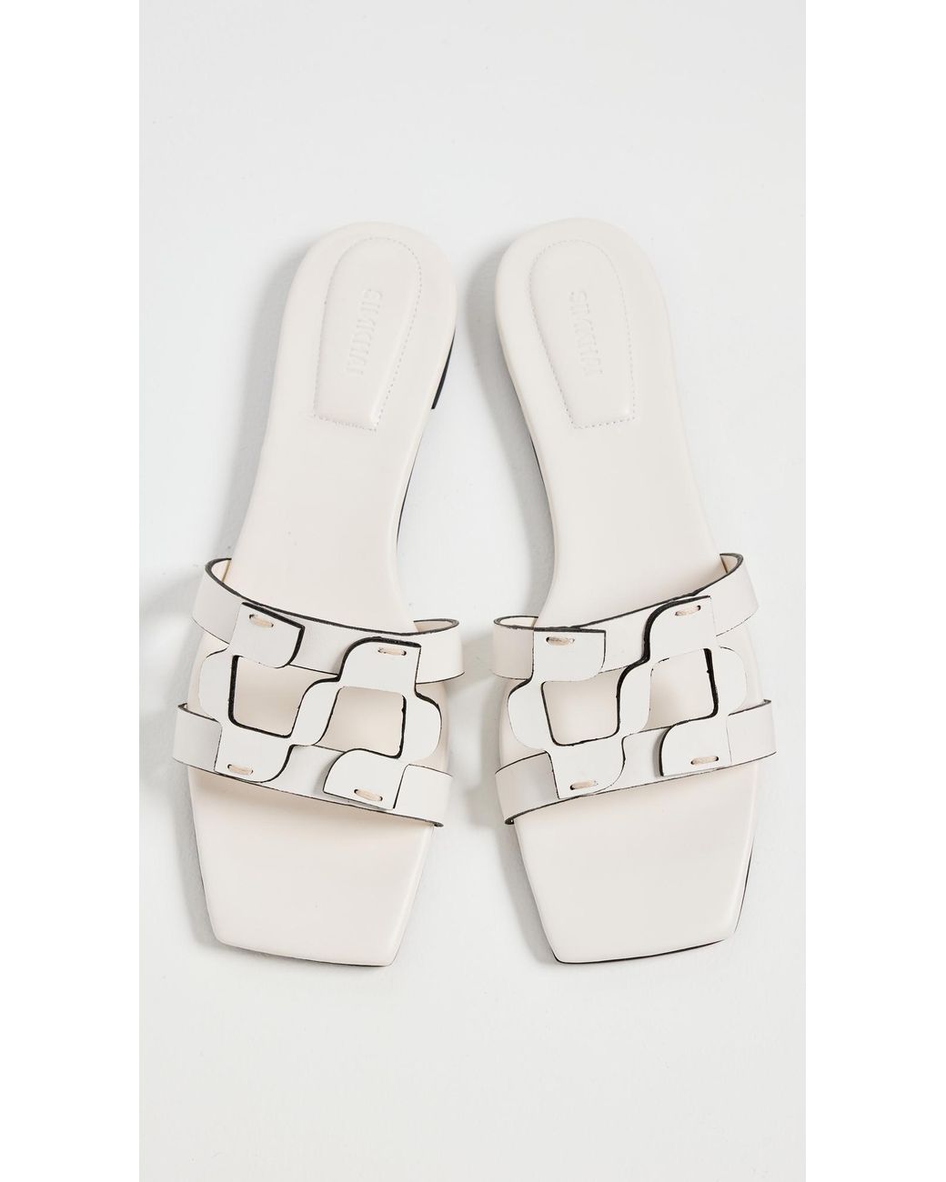 Jonathan Simkhai White Monogram Flat Slides