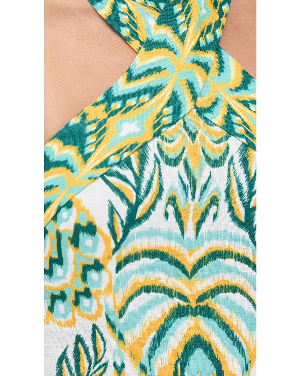 farm rio tropical tapestry halter neck linen maxi dress reviews Off- in Green occasion:formal