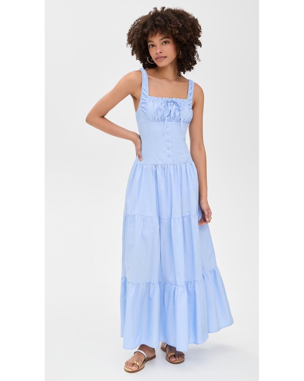Moon River Sleeveless Corset Top Maxi Dress in Blue | Lyst