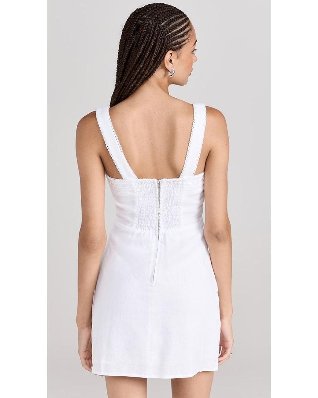 Reformation Elana Linen Mini Dress in White | Lyst