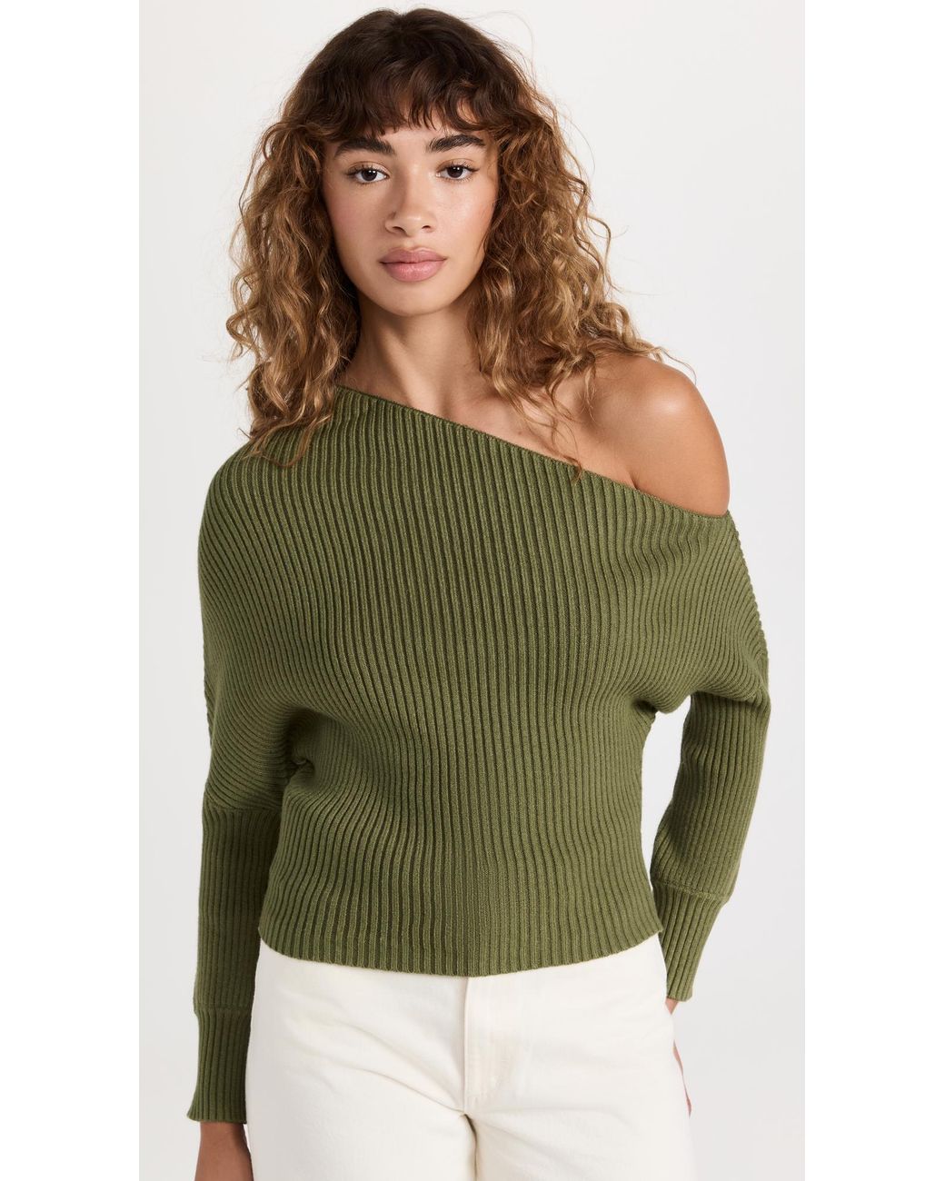 Line Dot Blair Off Shoulder Sweater in Green Lyst