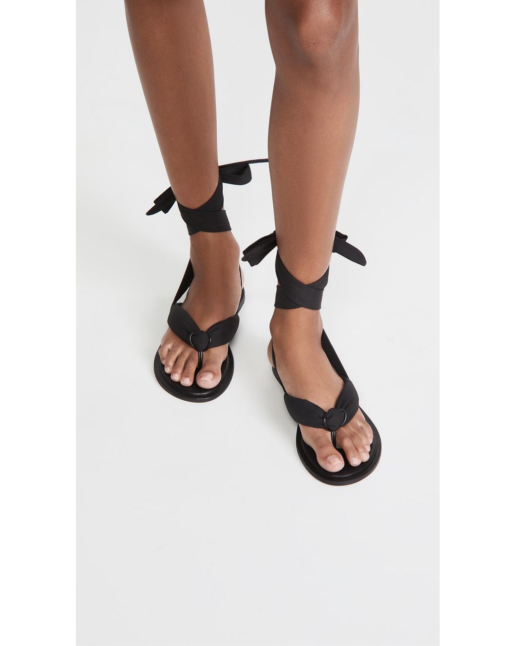 Ganni Puffy Wrap Sandals in Black | Lyst