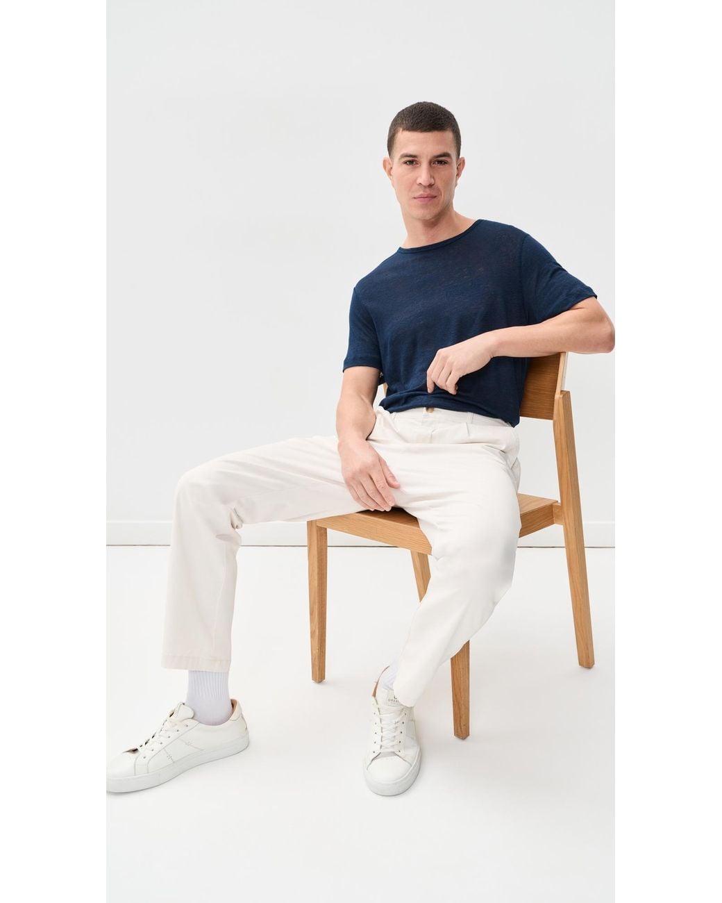 Onia Blue Chad Linen Tee for men