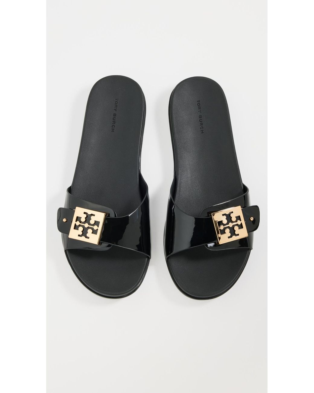 Tory Burch Black Buckle Slides