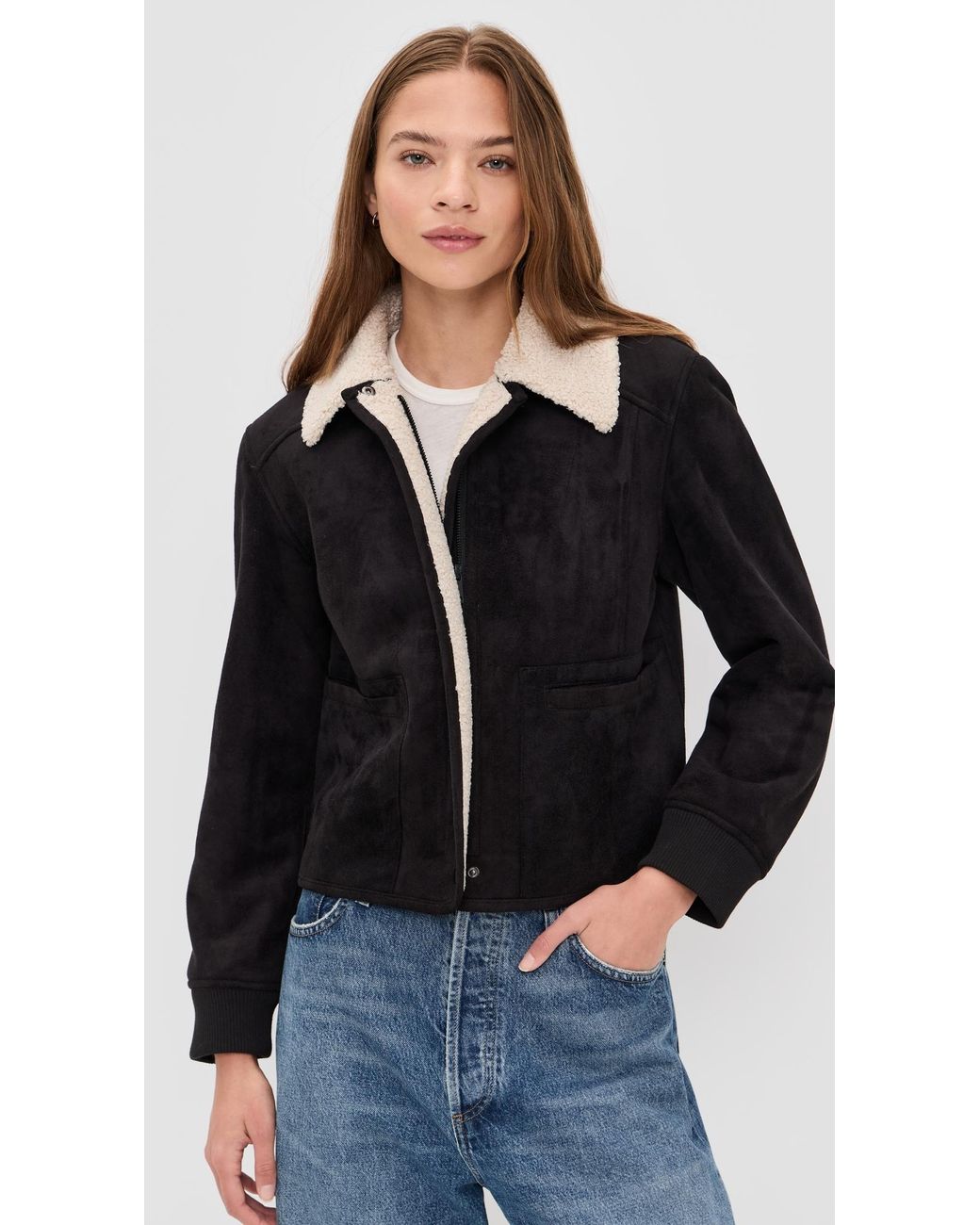 Velvet Black Juno Faux Suede Jacket