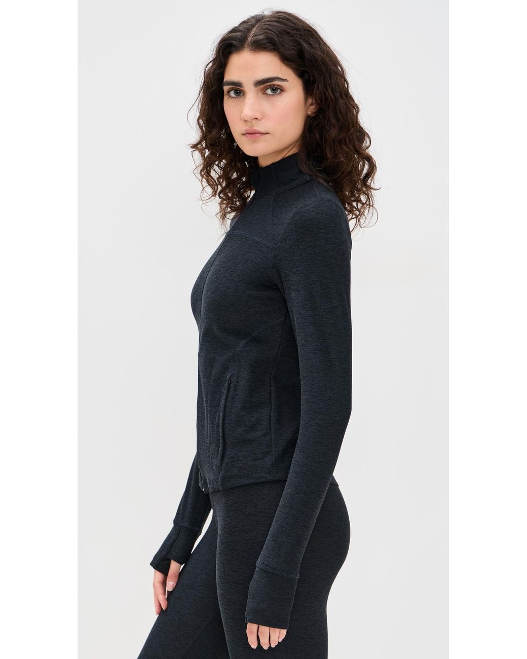 Beyond Yoga Black Spacedye Trails Active Jacket
