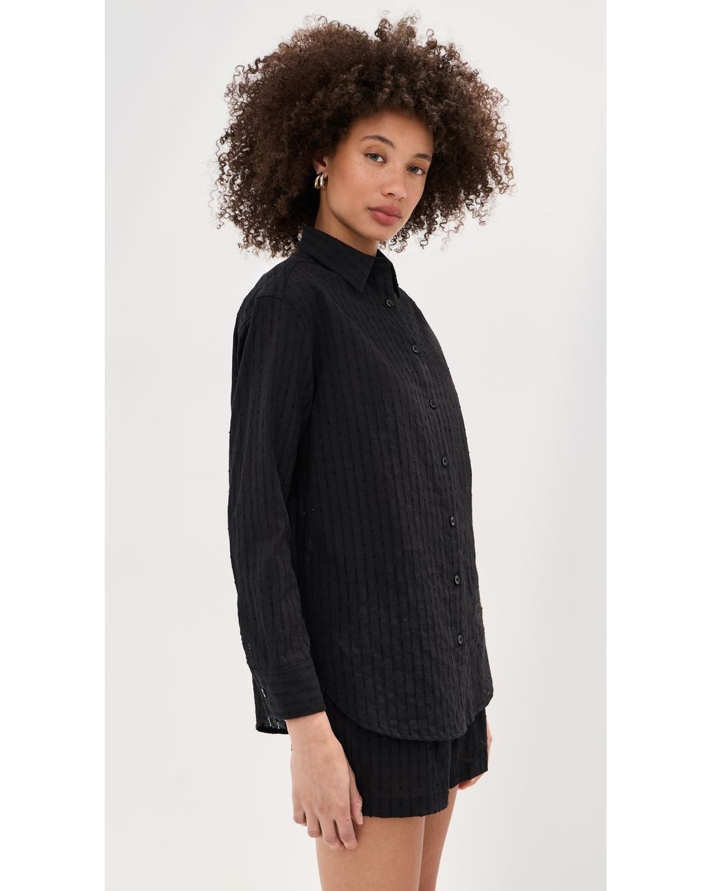 Le Bos Black Cecelia Eyelet Button Down