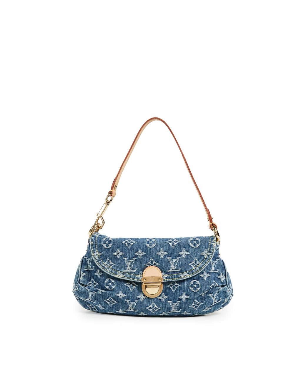 What Goes Around Comes Around Louis Vuitton Denim Pleaty Mini Shoulder Bag  in Blue