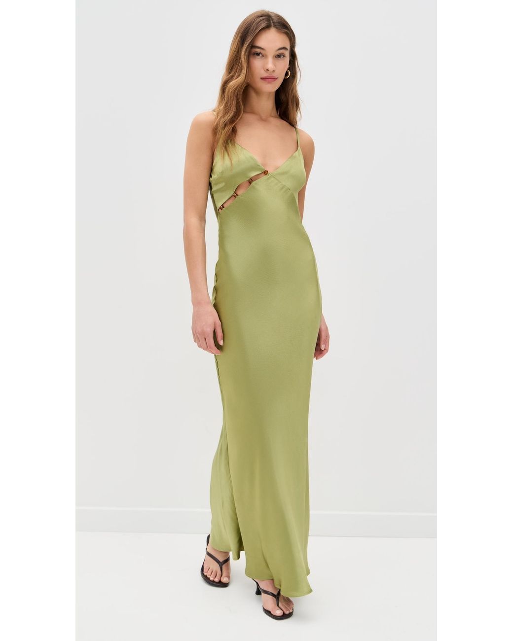 green emerald velvet dress MINK PINK ERIN LACE TRIM MIDI DRESS EMERALD GREEN main image 0