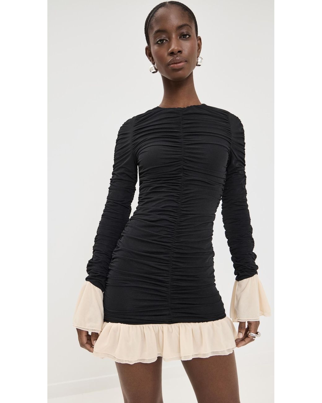 ワンピース REMAIN BIRGER CHRISTENSEN Black polyester mini dress ROTATE BIRGER CHRISTENSEN floral-embroidered Mesh Mini Dress