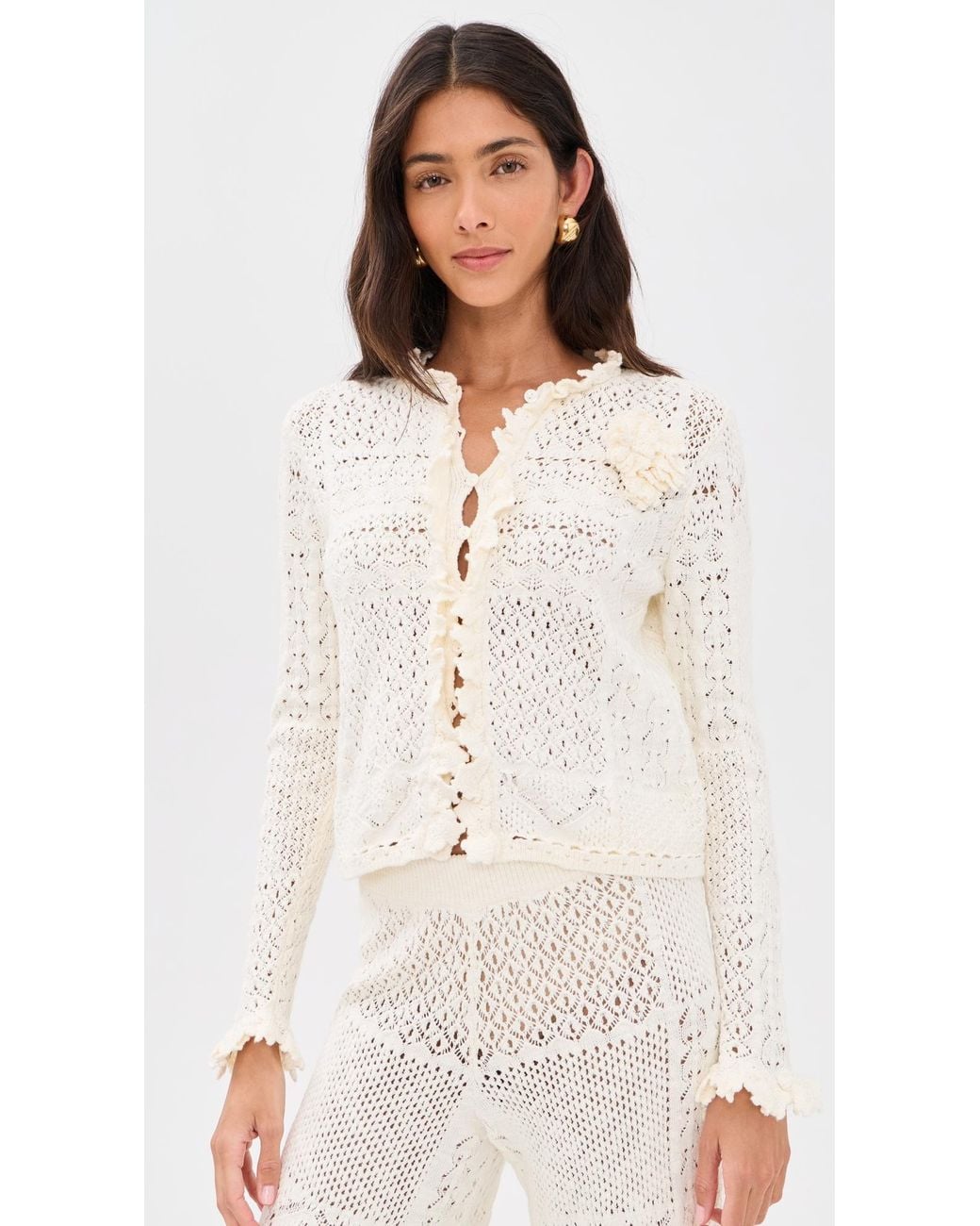 Ba&sh White Soria Cardigan