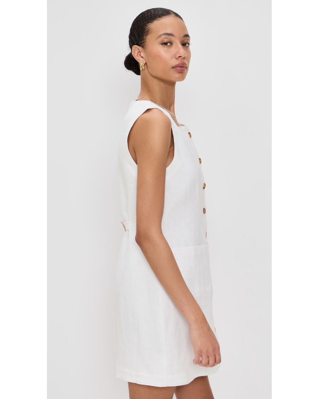 Posse Emma Button Down Mini Dress in White | Lyst
