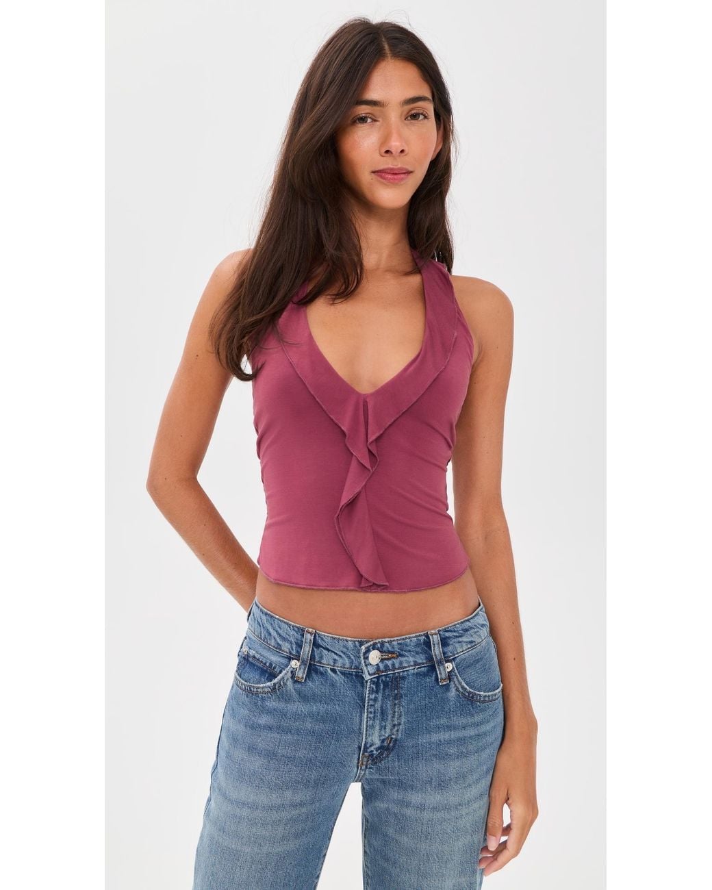 With Jean Red Ruby Top