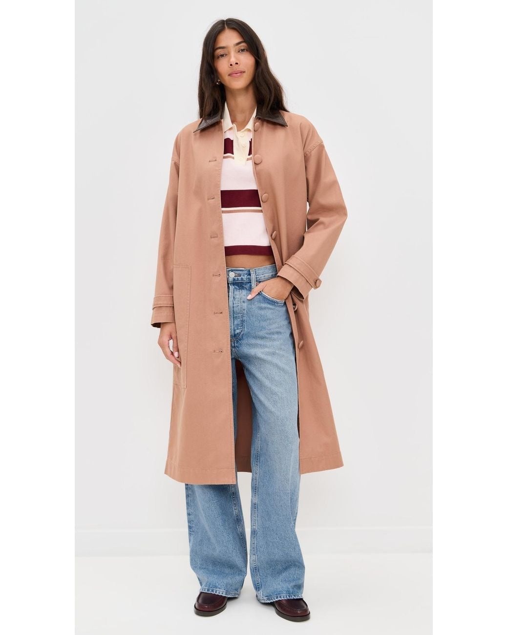 Le Bos Blue Karla Long Oversized Utility Barn Jacket