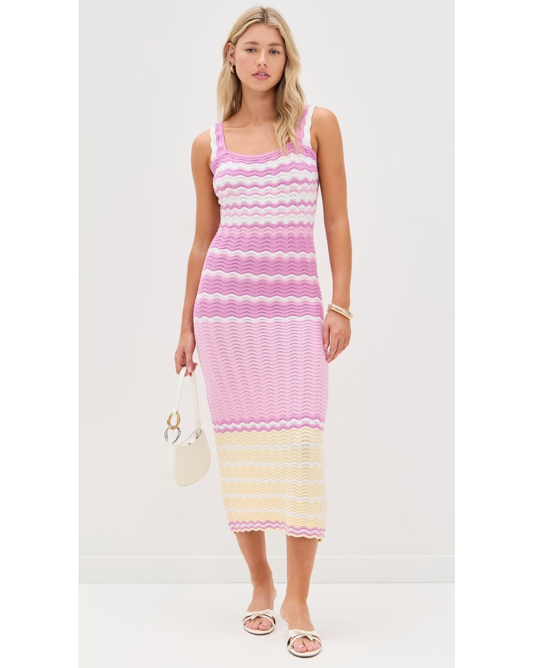 English Factory Crochet Sleeveless Midi Dress in Pink | Lyst