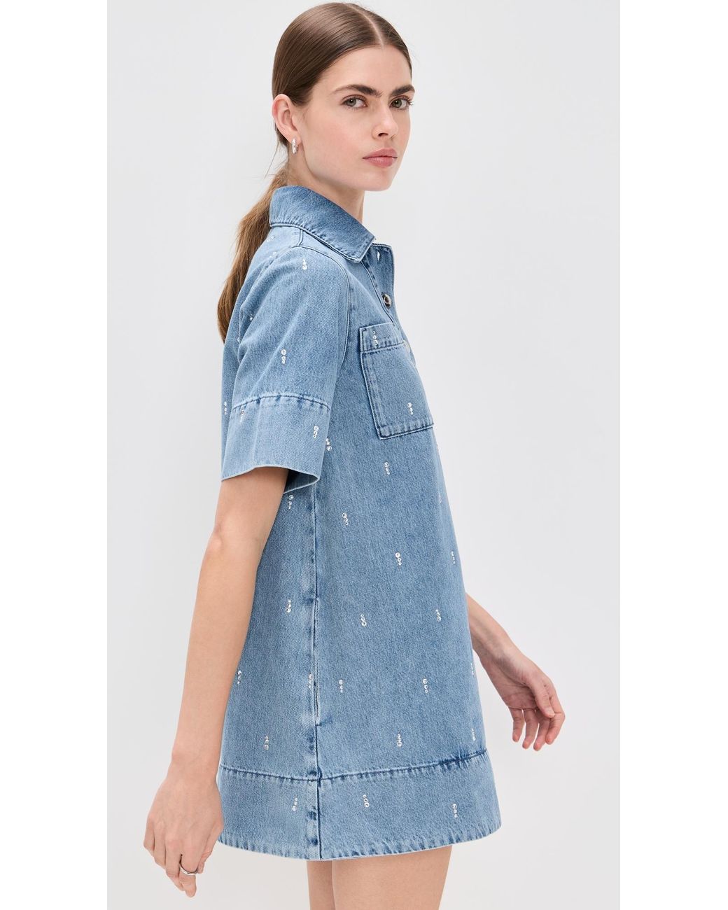 ALIGNE Grace Denim Diamante Dress in Blue | Lyst