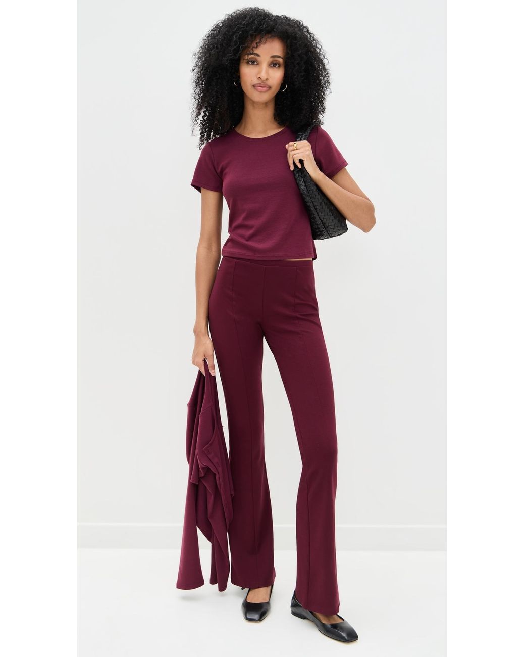 Le Bos Red Eloise Solid Crop Tee