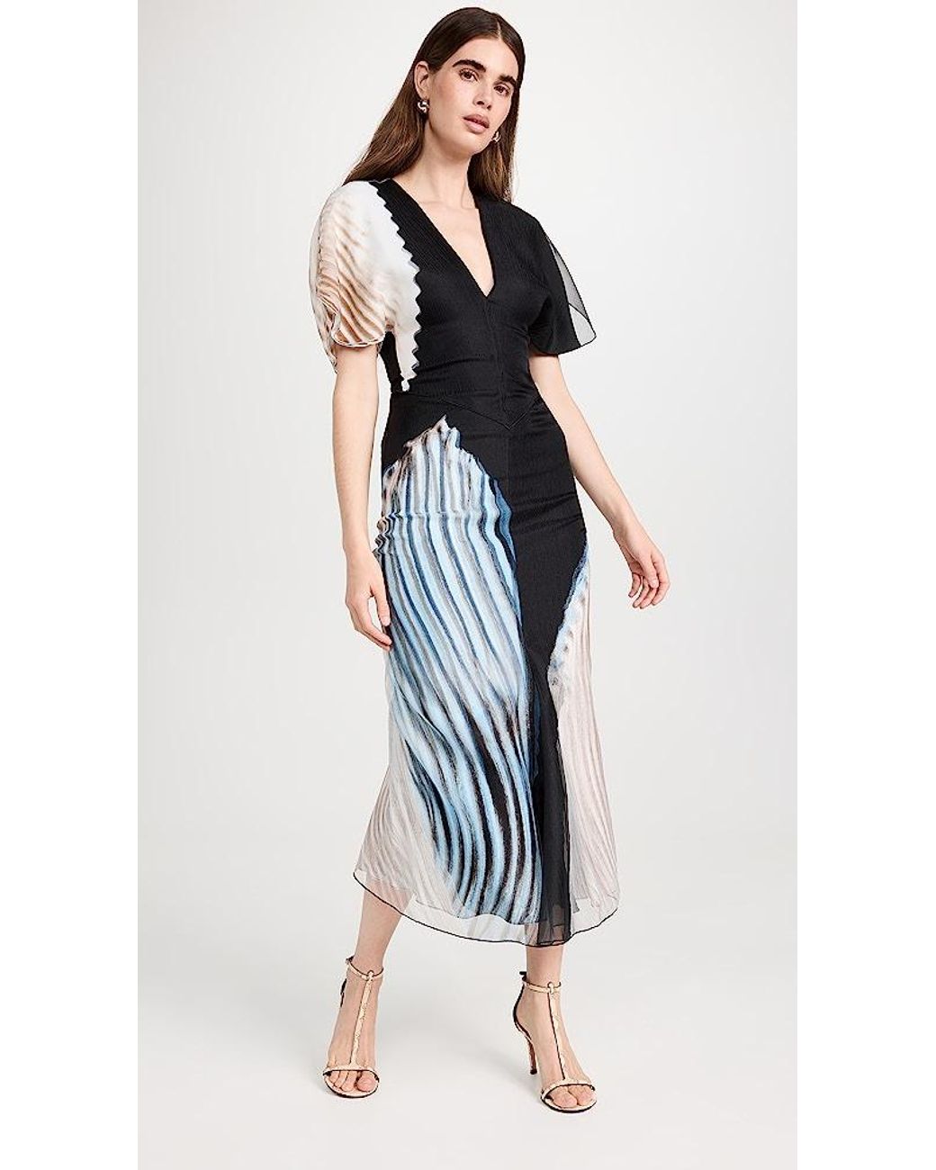 knee length dresses for ladies Victoria Beckham  Victoria Beckham Ruched Midi Dress in Barcelona or Shop  Online Mujer 721-000370 01
