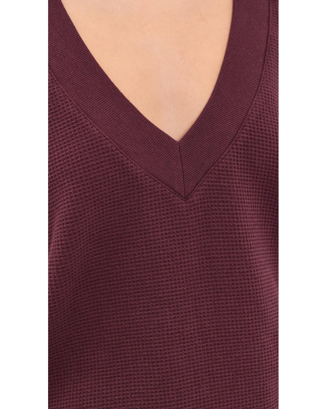 NEGATIVE Purple Waffle Knit Deep V Pullover