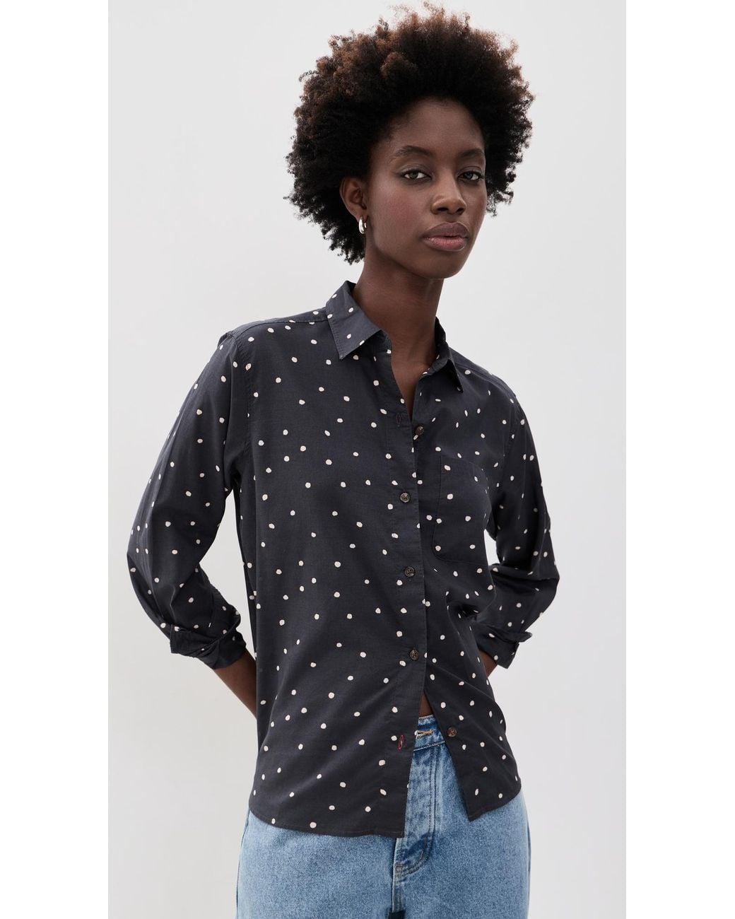 Marine Layer Black Jane Relaxed Button Down Shirt