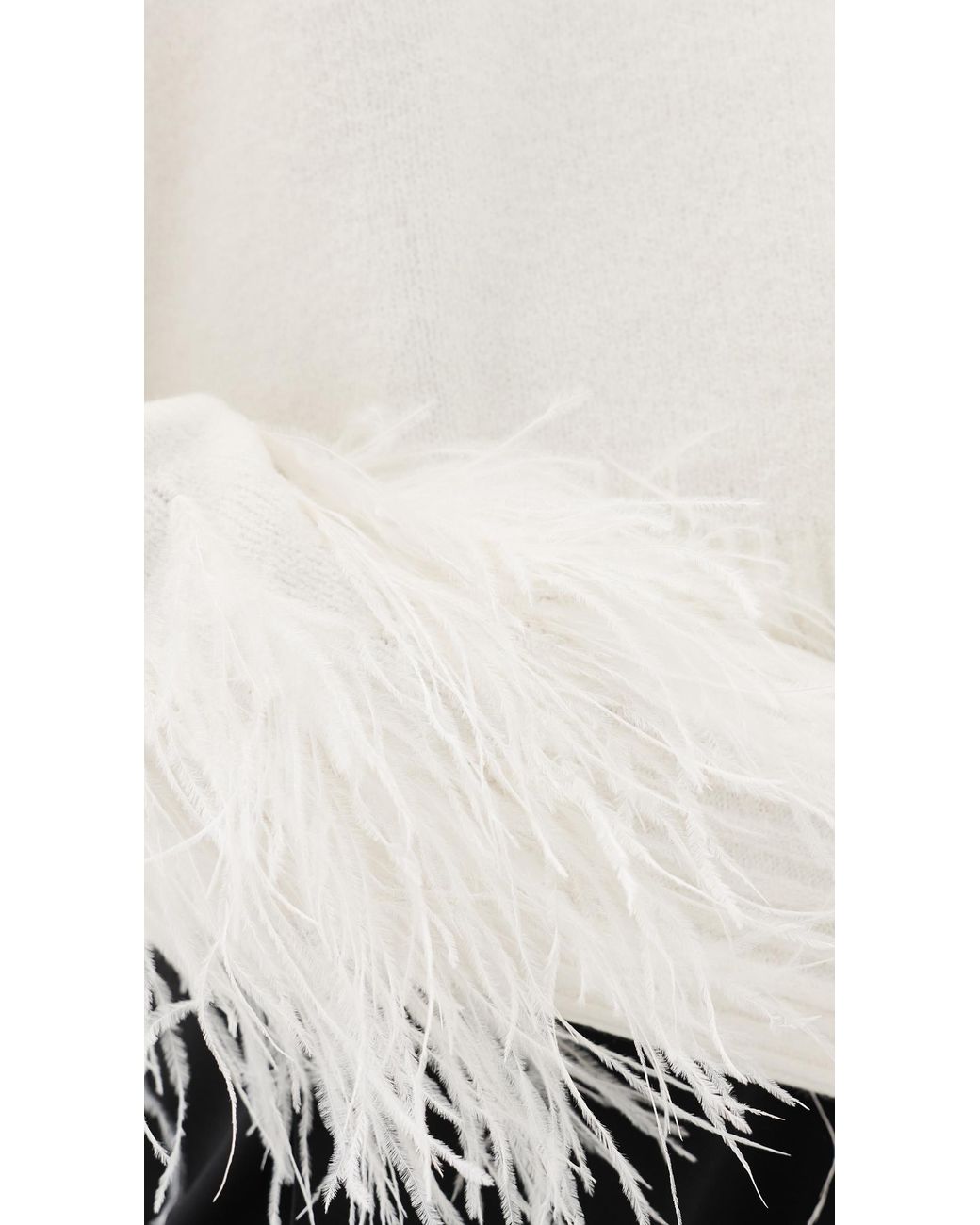 Cinq À Sept White Brianne Feather V Neck Pullover