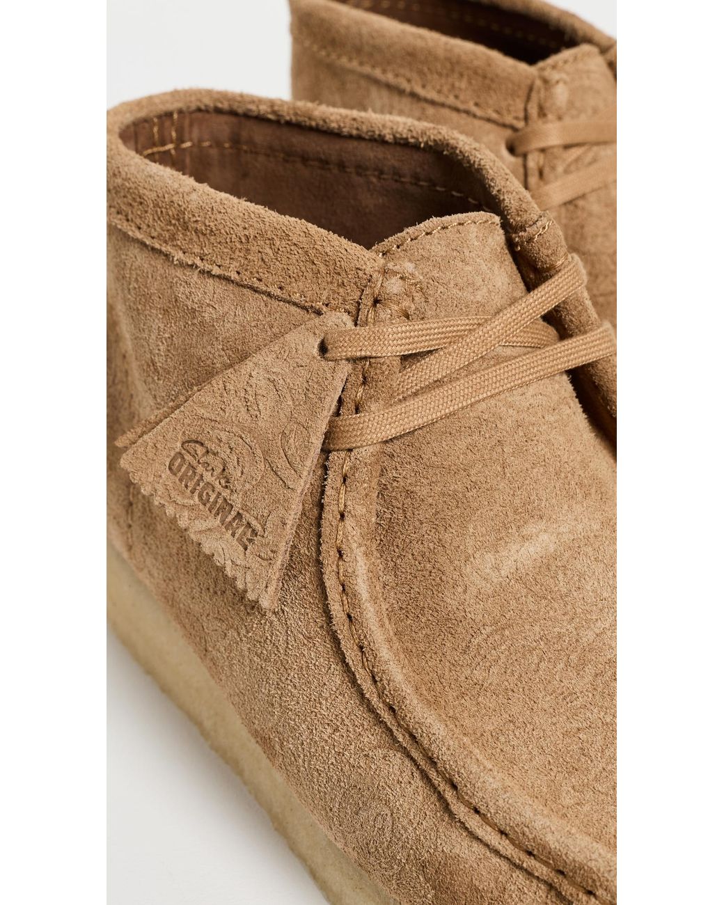 Clarks White Embossed Wallabee Boots for men