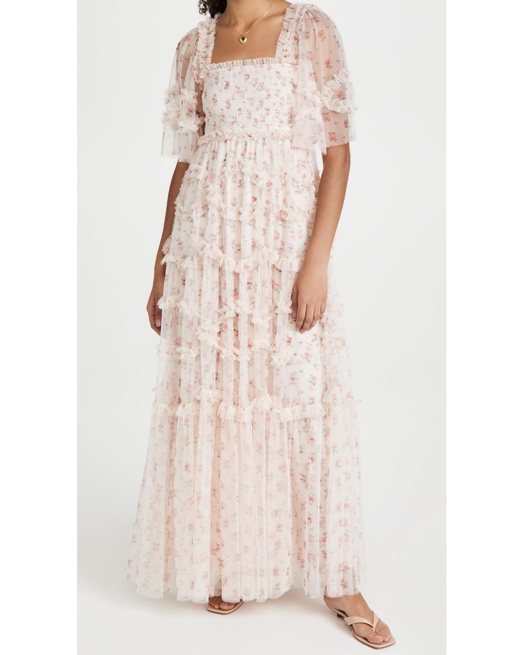 Needle & Thread Bijou Rose Smocked Gown in Pink | Lyst