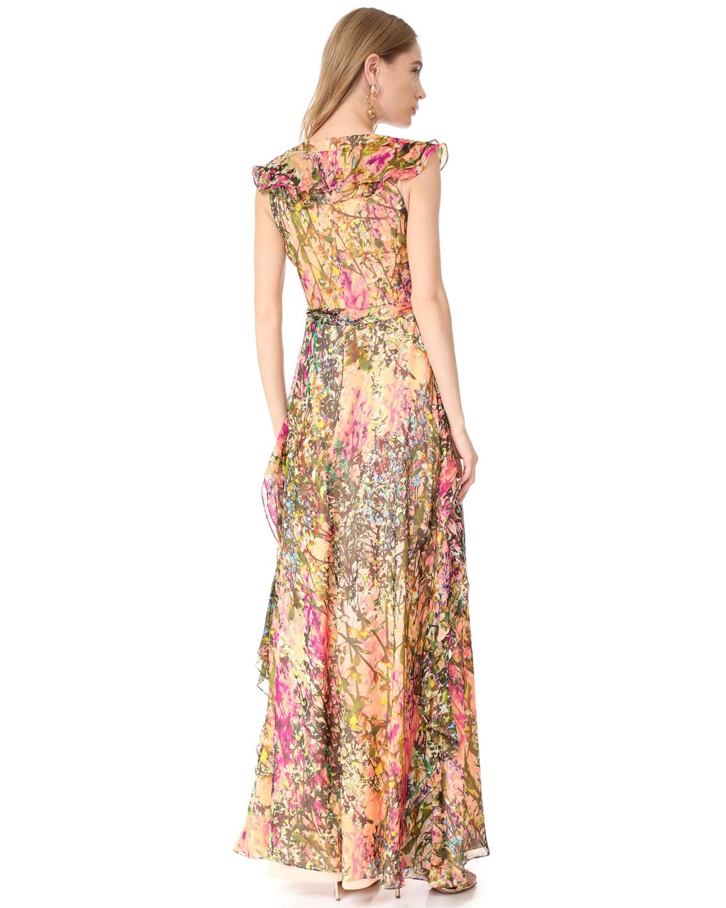 Badgley mischka multi printed peach maxi discount