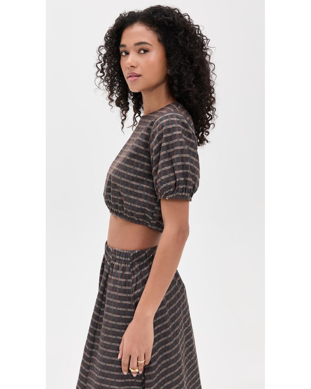 Le Bos Black Lillian Cropped Blouse
