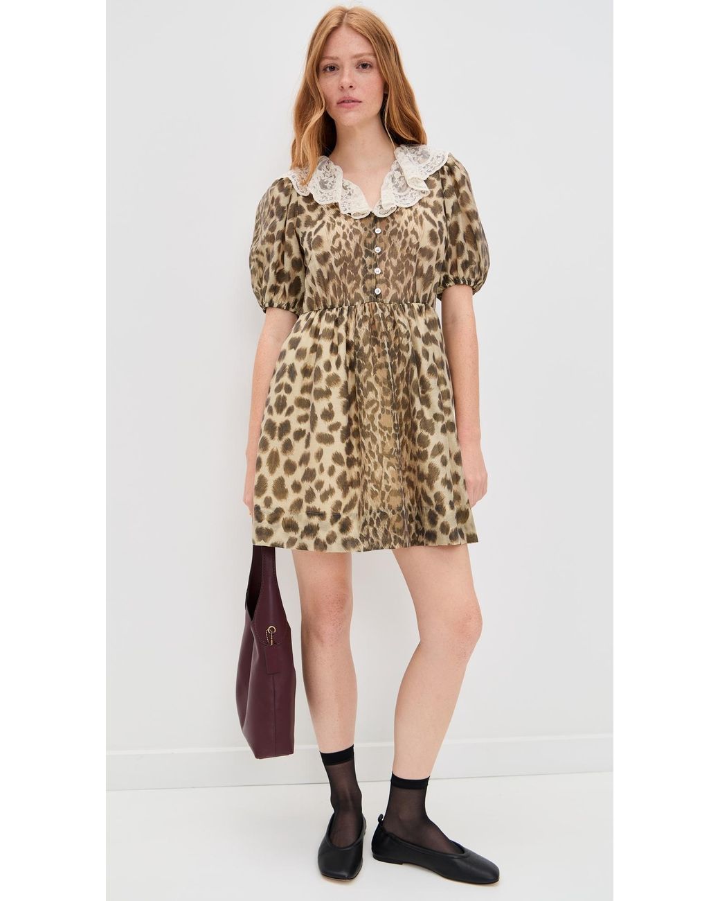 chinese dress ladies Claude Print Puff Sleeve Midi Dress 8 / Cream
