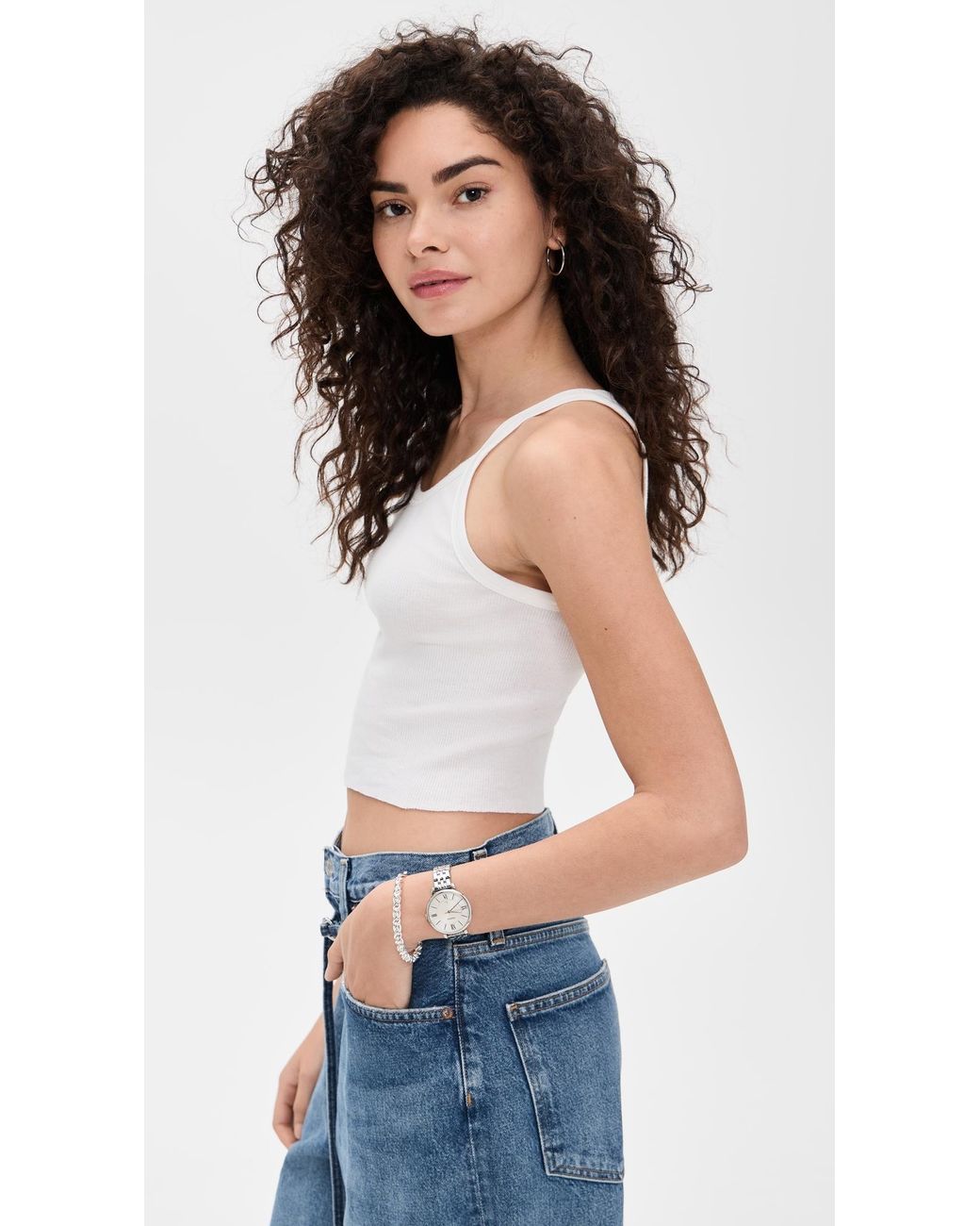 ÉTERNE White Cropped Rib Tank